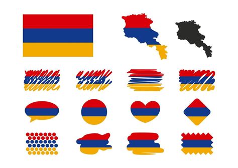 Armenia flag design or armenia national flag vector design set. Map ...