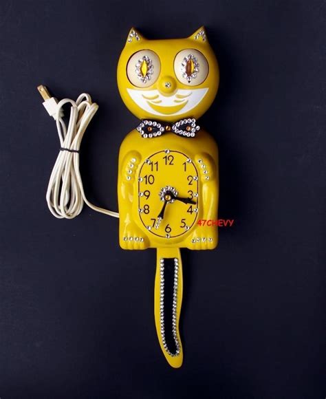 60s Original Vintage Yellow Jeweled Electric Kit Cat Klock Kat Clock ...