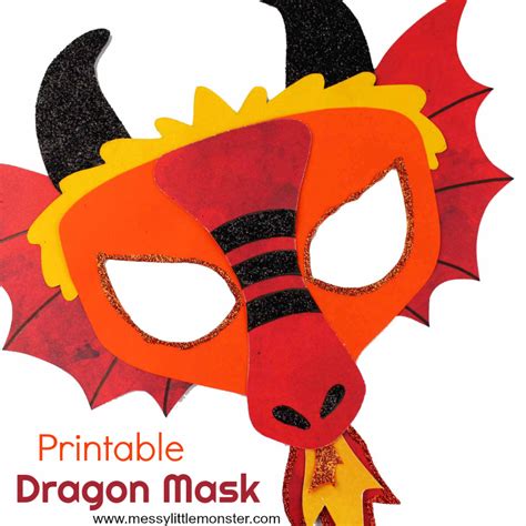 Chinese Dragon Mask - A fun printable dragon craft - Messy Little Monster