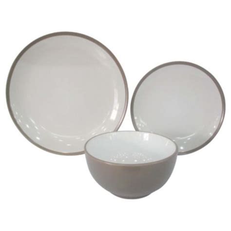 Tesco Two Tone Stoneware 12 Piece, Dinner Set - Taupe | Dinner sets ...