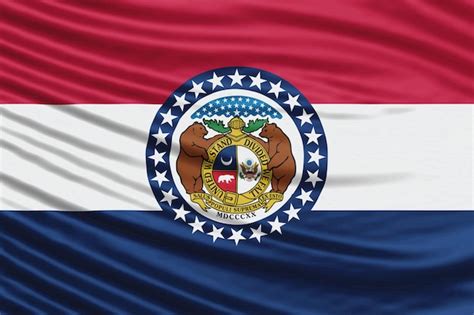 Premium Photo | Missouri state flag wave close up, missouri flag background