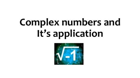 Complex Number's Applications