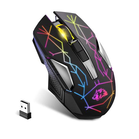 Buy Wireless Gaming Mouse Rechargeable with Silent Rainbow RGB Backlit ...