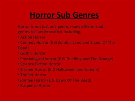 Horror sub genres