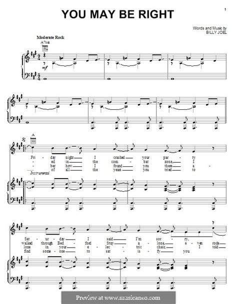 You May Be Right by B. Joel - sheet music on MusicaNeo