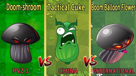 PvZ 2 Challenge | Doom-shroom VS Tactical Cuke VS Boom Balloon Flower ...