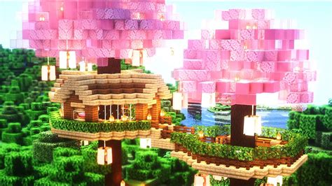 Minecraft: How To Build a Cherry Blossom Tree house l House Tutorial ...