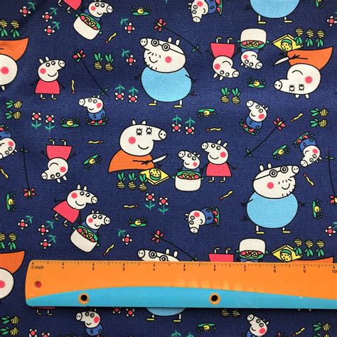 Peppa Pig canvas cotton fabric. Peppa fabric 100% cotton. | Etsy