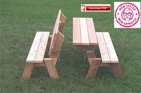 Folding Picnic Table Plan/folding Bench Plan/combo Picnic Table-bench ...