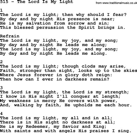 Adventist Hymnal, Song: 515-The Lord Is My Light, with Lyrics, PPT ...