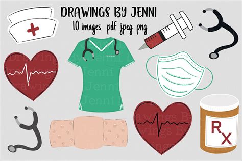 Medical Clipart Set, Scrubs, Nurse Illustration par DrawingsbyJenni ...