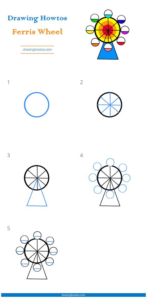 How to Draw a Ferris Wheel - Step by Step Easy Drawing Guides - Drawing ...