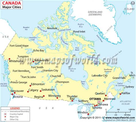 Canada Map with Cities | Map of Canada with Major Cities