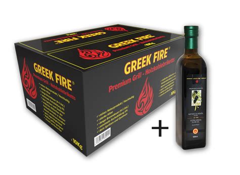 [Paket] GREEK FIRE Premium Grill Holzkohlebriketts 10 kg + Greek Fire ...