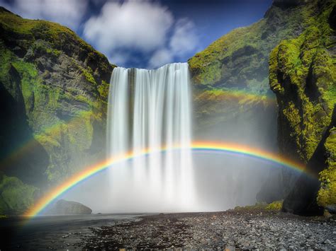 Rainbows of Skógafoss Full HD Wallpaper and Background Image ...