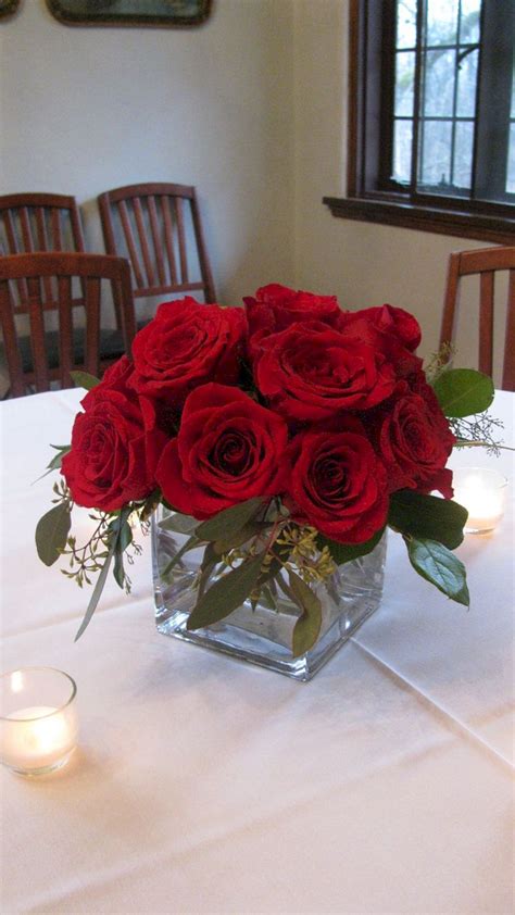 Simple Red Rose Centerpieces Ideas | Red centerpieces, Red roses ...