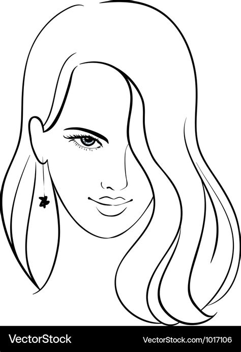 Girl face with beautiful hair sketch Royalty Free Vector