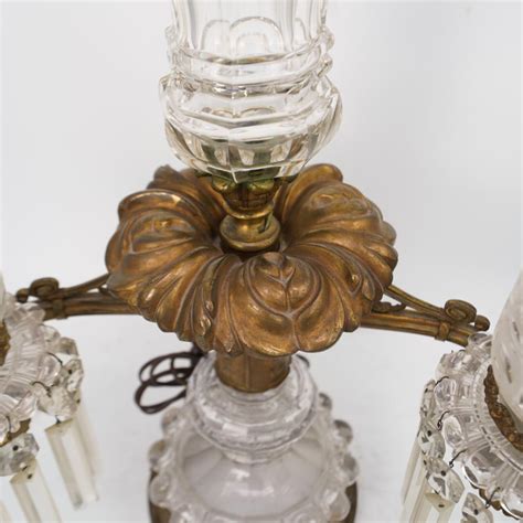 Sold Price: Antique Two-arm Bronze & Crystal Argon Lamp - February 2 ...