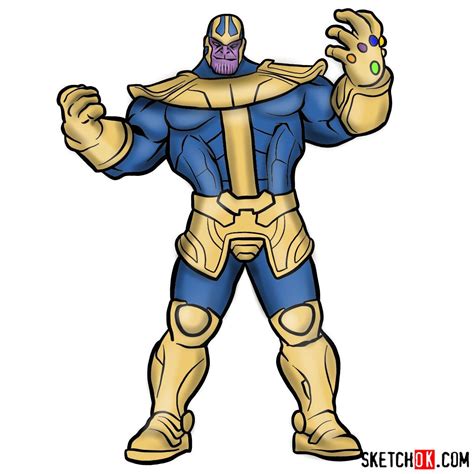 How To Draw Thanos From Marvel Comics In Full Growth Sketchok Easy ...