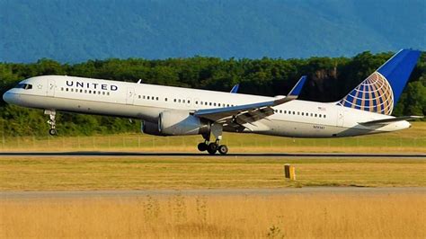 [FullHD] United Boeing 757-200(WL) landing & takeoff at Geneva/GVA/LSGG ...