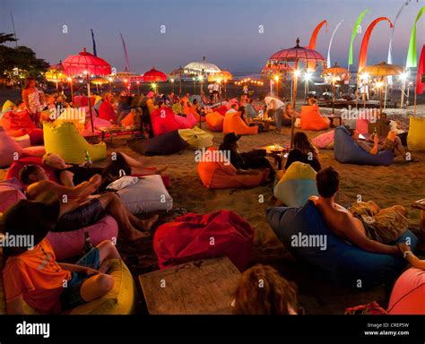 Beach bar at night, Legian Beach, South Bali, Indonesia, Southeast Asia ...