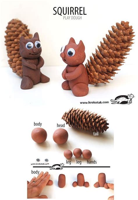 SQUIRREL playdough pinecone craft for fall | Arts and crafts for kids ...