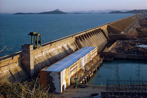 Hirakud Dam is make across the Mahanadi River, about 15 kilometres from ...