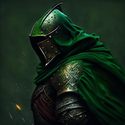 medieval knight with green cloak fighting with Sword drawn - AI ...