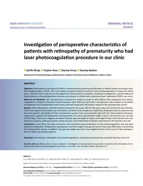 (PDF) Investigation of perioperative characteristics of patients with ...