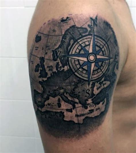 50 World Map Tattoo Designs For Men - Adventure The Globe