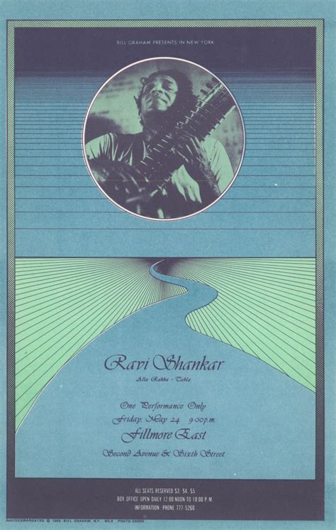 Ravi Shankar Vintage Concert Postcard from Fillmore East, May 24, 1968 ...