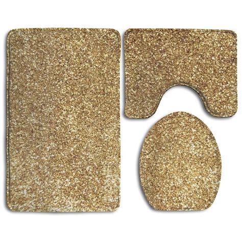 GOHAO Placer Gold Grinding 3 Piece Bathroom Rugs Set Bath Rug Contour ...