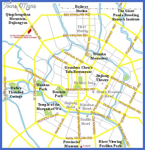 Chengdu Map Tourist Attractions - ToursMaps.com