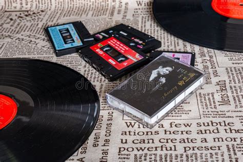 Collection of Various Vintage Audio Tapes and a Vinyl Disc Editorial ...