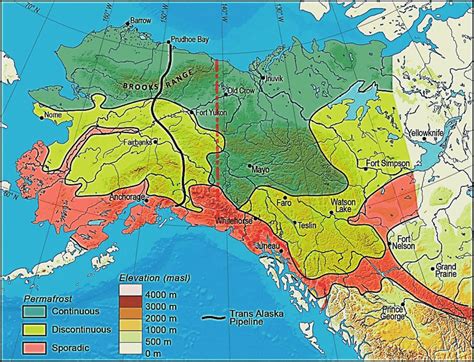 Distribution of permafrost zones in northwest North America. The ...