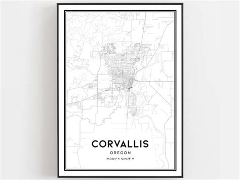 Corvallis Map Print Corvallis Map Poster Wall Art or City - Etsy