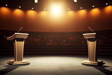 Premium Photo | Empowering Democracy A set with two empty lecterns ...