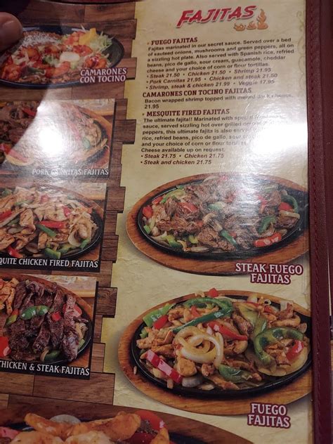 Menu at Fuego Mexican Grill restaurant, Kennewick