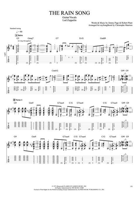 The Rain Song by Led Zeppelin - Guitar & Vocals Guitar Pro Tab ...