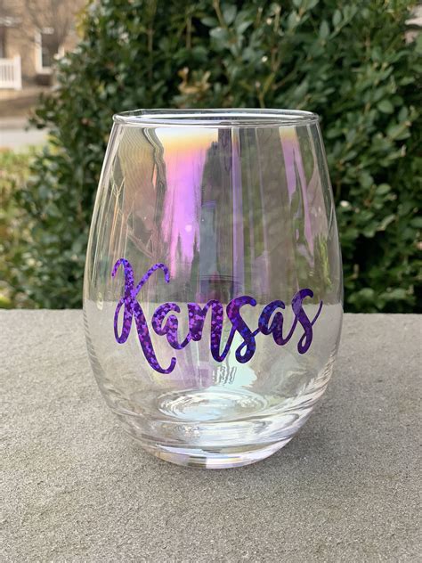 Personalized Iridescent Stemless Wine Glass | Etsy | Stemless wine ...