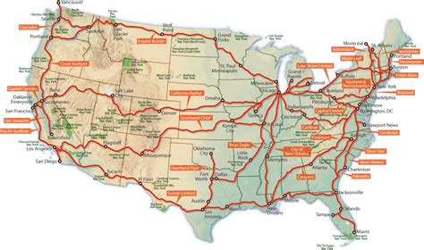 Amtrak long-distance routes, USA. [954×565] : r/MapPorn