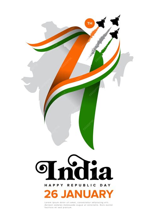 Premium Vector | 26 January India Republic Day with india flag ribbon ...