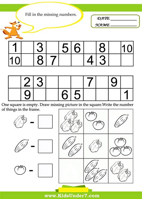 Kids Under 7: Kids math worksheets