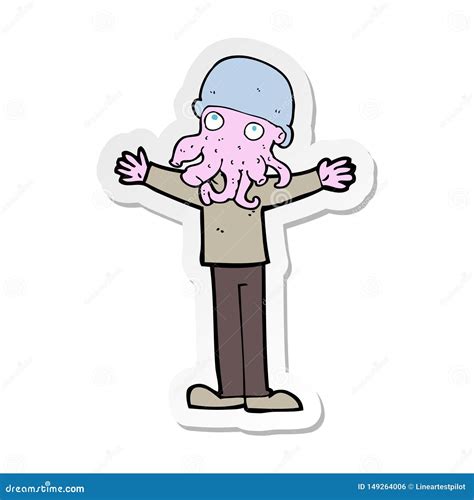 Sticker of a Cartoon Alien Squid Face Man Stock Vector - Illustration ...