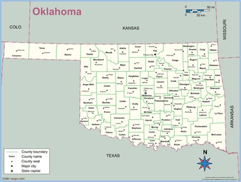 Oklahoma County Outline Wall Map by Maps.com - MapSales