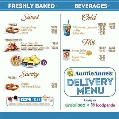 Menu at Auntie Anne's, Pasig, Level 2