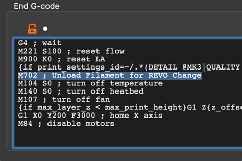 E3D Revo Auto-Unload Filament after each print: Gcode for MK3S(+) by ...