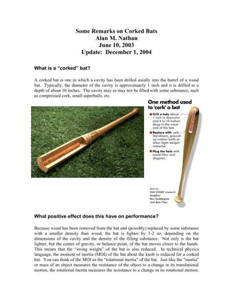 Some Remarks on Corked Bats - The Physics of Baseball