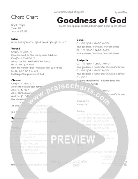 Goodness Of God Chords PDF (Abi Oles) - PraiseCharts