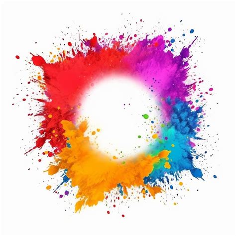 Premium AI Image | Holi powder Color splash paints round border ...